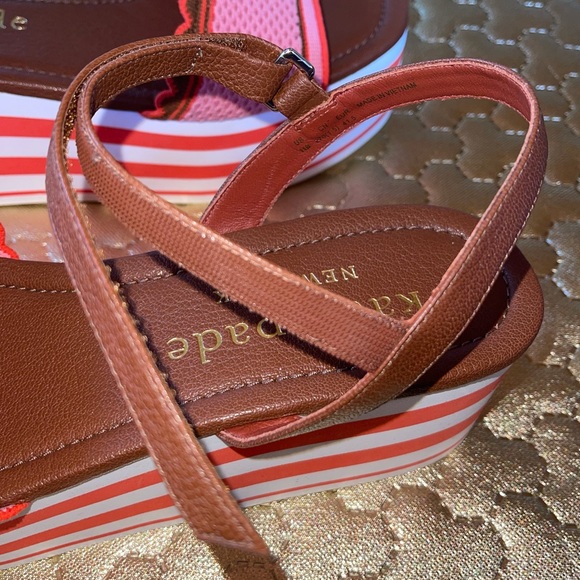 NEW Kate Spade Striped Highrise Wedges - Picture 11 of 12